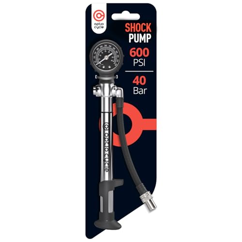 Optio Cycle Pompe Haute Pression VTT 600 PSI / 40 Bar – Pompe Amortisseur VTT avec Manomètre pour Suspension & Fourche Velo | Compatible Fox, RockShox, Manitou