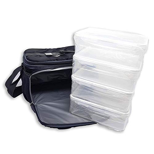 BOLSA TERMICA LANCHEIRA FITNESS MARMITEIRA MALA GRANDE COM 4 POTES E ACESSORIOS