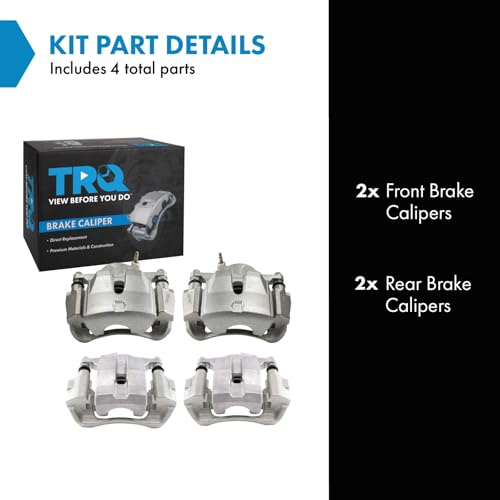 Image of TRQ Front and Rear Brake Caliper Set Zinc Coated Brackets Compatible with 2012-2017 Toyota Prius V