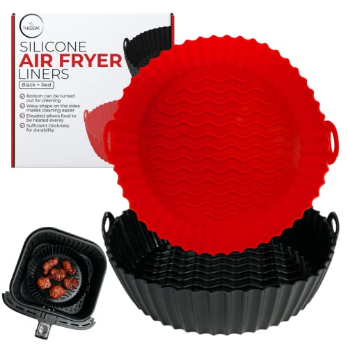 Air Fryer Liner 2 Pack - Reusable Food Grade Silicone Airfryer Liners - BPA Free Silicone Air Fryer Basket – Dishwasher Safe & Easy to Clean - Microwave, Instant Pot, Pressure Cooker Oven Inserts
