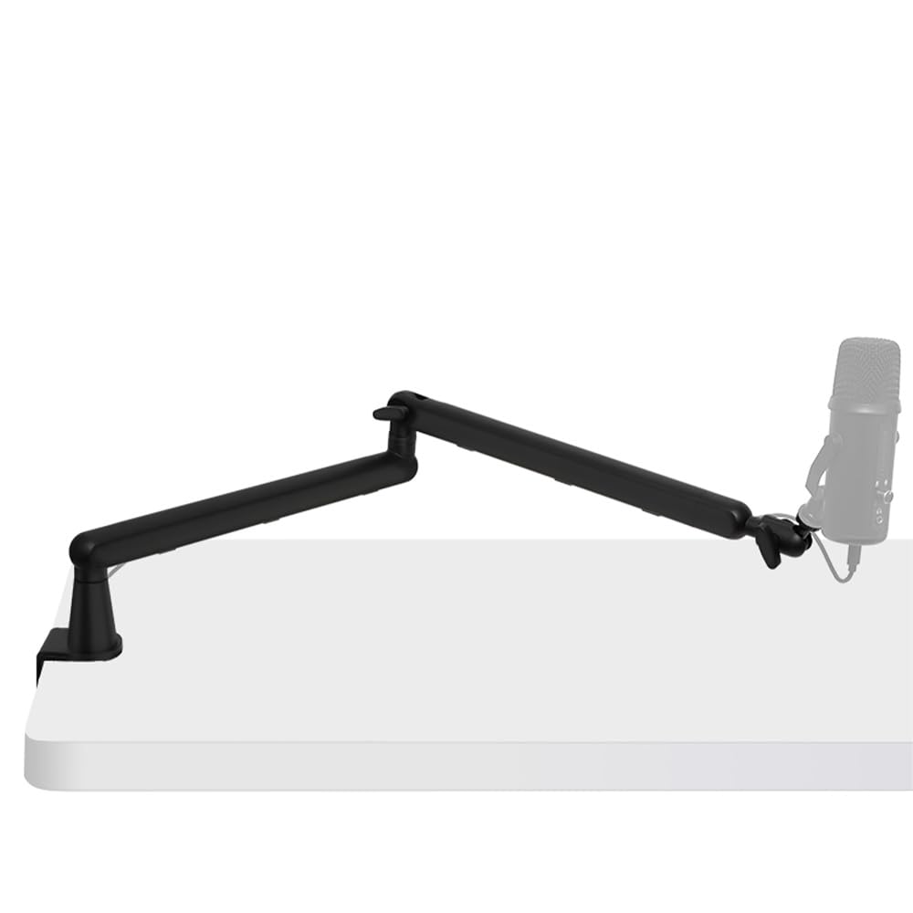 Soporte de Brazo Articulado bajo Ajustable para Micrófono, Ideal para Estudios de Videojuegos, Podcasts y Streaming, con Gestión cables.