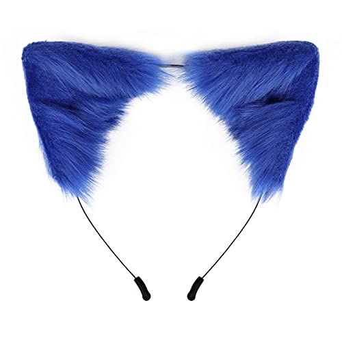 QinRuan Cat Fox Faux Fur Ears Headband Cute Halloween Fancy Dress Cosplay Handmade Animal Furry Ears Hair Hoop