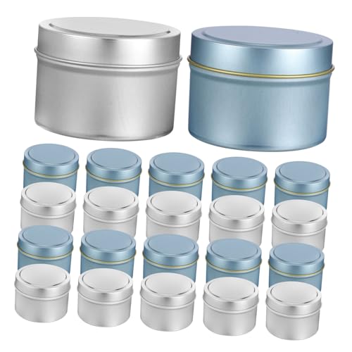 HOMSFOU Diy Candle Jars 24pcs Metal Tin Small Round Empty Candle Containers Lids