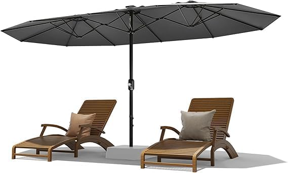 13ft Outdoor Market Umbrella Double-Sided Twin Large Patio Umbrella 99% UV Protection Fade Resistant With Crank Handle, Patio Table Umbrella, Pool Umbrella
