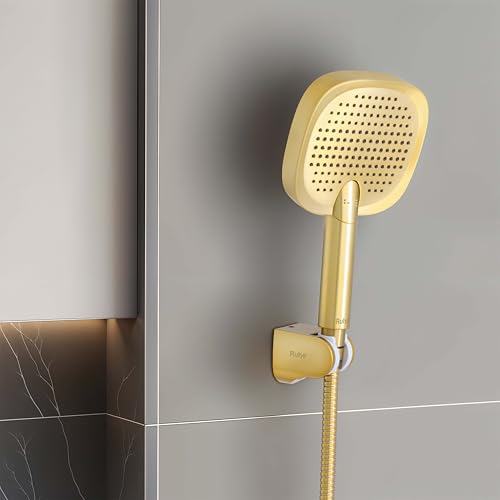 Image of Ruhe Apex Multi-Functional Triple-Flow Modes ABS Hand Shower with 1.5 Meter 304-Grade Stainless Steel Hose & Hook - Brushed Gold Finish