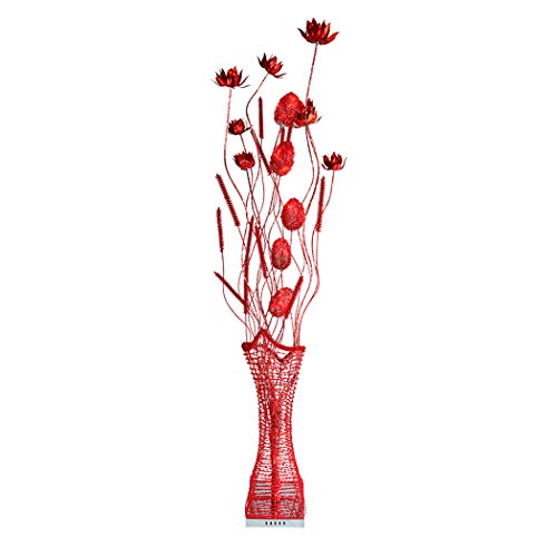 Mode moderne rouge de fête Lampadaire Matériau Fil tissé à la main en aluminium cadeau de mariage Décoration Salon nuit Lampadaire,Rouge