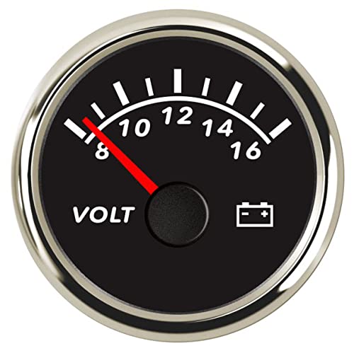 Kgob Digital Voltmeter Universal Voltage Meter Volt Gauge For Motorcycle Marine Boat Car Truck 8-16V 52Mm Waterproof With Red Backlight #TOP12