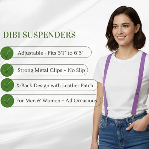 Image of Dibi Suspenders for Men - Adjustable X back Suspender with 4 Strong Clips