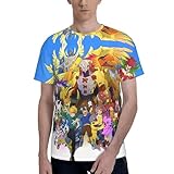FBHFOOKKB digimons Men's T Shirt Short Sleeved Full Width Double Sided Printing Tee Classic Casual Top Medium Black