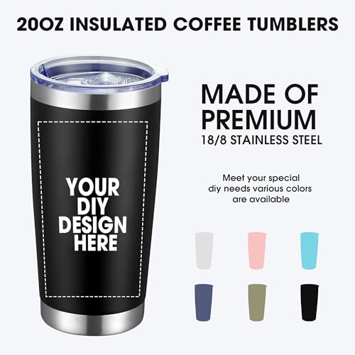 Personalized Custom Tumbler Print in USA 20oz Stainless Steel Coffee Cup with Lid & Straw Double Wall Insulated Tumbler with Colorful Text Logo Photo - Image 3