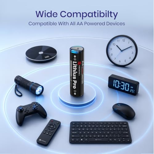 Image of Portronics AA Lithius Pro Type C Rechargeable Batteries, Pack of 2, Lithium Ion Cell Composition, Upto 2066mAh Capacity, Low Self Discharge, No Separate Charger Required (Black)