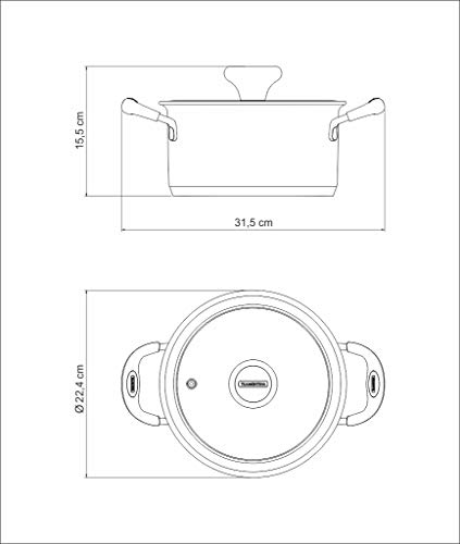 Caçarola Funda com Fundo Triplo Tramontina Inox 20Cm, SOLAR