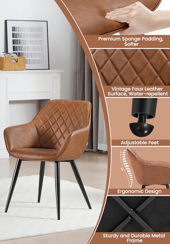 WOLTU 1 X Dining Chairs Brown Kitchen Reception Chair Faux Leather with Padded Seat, Chair with Arms and Back for Counter Lounge Living Room, BH251br-1 - Image 5