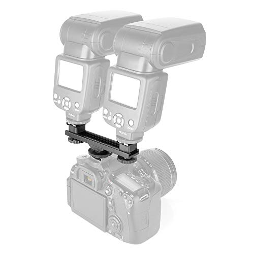 Cold Shoe Extension Bracket Dual Camera Mount, Chromlives Straight Bar Mount Dual Flash Bracket Compatible With Nikon Canon Sony Olympus Dslr Camera Camcorder Dv Flash #TOP5