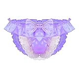 Evankin Men Sexy Jockstraps Valentines Gag Gift Funny Underwear Lace Skirt G-Strings Girly Maid Underwear Bulge Pouch Sissy(#1 Purple,L)