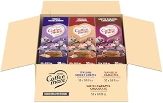 Nestle Coffee mate Creamer Singles Variety Pack, Italian Sweet Creme, Salted Caramel Chocolate, Vanilla Caramel Non Dairy, No Refrigeration, 0.375 fl oz Tubs, 150 Count (Pack of 50 Per Flavor)