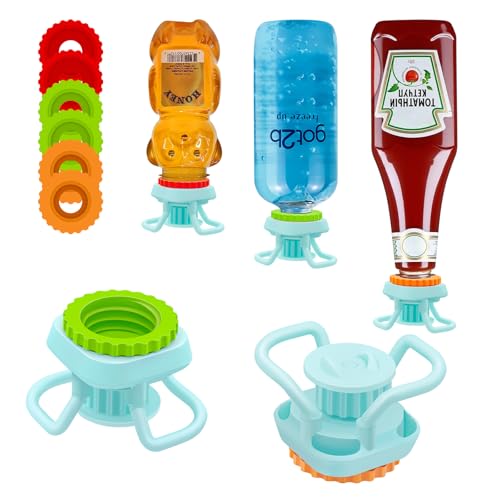 WhiteRhino Tapas para Botellas Invertidas, Paquete de 2 con 3 Tamaños –Tapón Universal para Vaciar Botellas | Reutilizable |Antifugas |Dosificador Invertido |Compatible con la Mayoría de Las Botellas