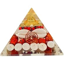 GEMSCITE Laxmi Spiritual Pyramid with Shri Yantra, Gomati Chakra, Rudraksha, White Cowrie, 90mm, Traditional Wealth and Wellbeing Decor