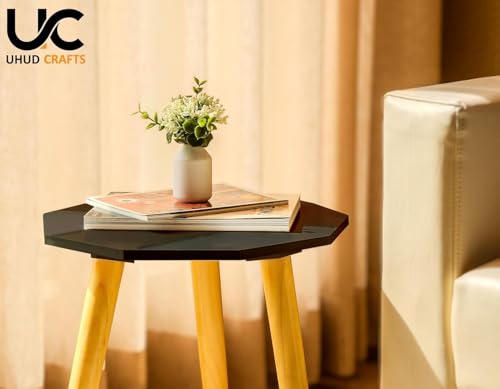 Image of UHUD CRAFTS Home Decor Multipurpose Wooden Coffee Table /Centre Table /Side Table /End Table /Tea Table for Living Room,Bedroom, Balcony & Office - Black