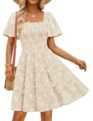 ZESICA Women's Summer Boho Floral Mini Dress 2026 Casual Short