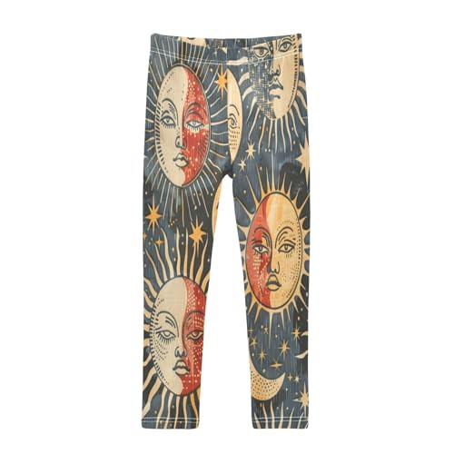 Toddler Girls Leggings Printed Yoga Pants Leggings Red Sun Moon for Kids