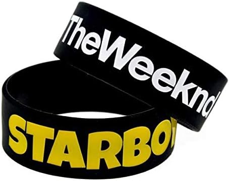 1 Inch Strap "The Weeknd StarBoy" Soft Silicone Bracelet Star Bracelets (Color : Black)