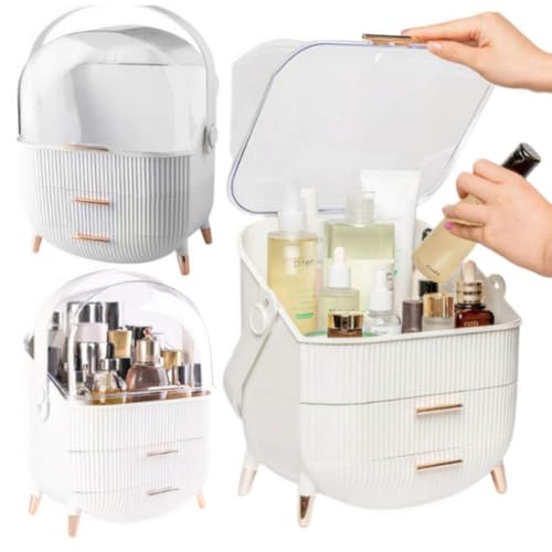 Maleta Organizadora Maquiagem Cosmético 3 Divisórias Alça (Branco)
