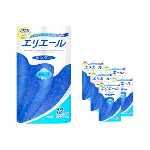 エリエール トイレットティシュー シングル 55m 12R 6パック 計72ロール まとめ買い トイレットペーパー 紙 防災 常備品 備蓄品 消耗品 備蓄 日用品 生活必需品 北海道 赤平市