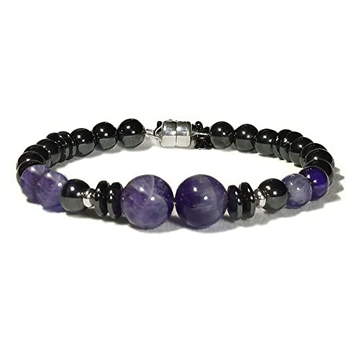 Michael, Archangel Of Protection - Amethyst & Hematite Men's Bracelet #TOP12