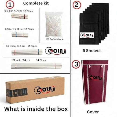 Image of EASY BUY Economy Shoe Rack for Home with Cover Maroon, Plastic Rack 6 Shelves with Zip Door Cover & Side Pocket, Dustproof Storage Organizer for Footwear, Toy, Shoe Rack Plastic, Slipper Stand