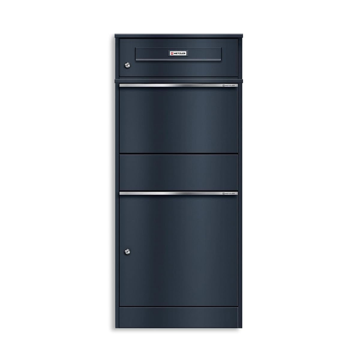 Metzler® boîte à Colis et Lettres avec Plaque de nom Interchangeable et Double Compartiment, Anthracite RAL7016, Acier thermolaqué résistant aux intempéries, Montage Facile, Bispo RE