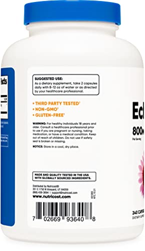 Nutricost NC-ECHIN240C Echinacea 800Mg, 240 Capsules thumb #4