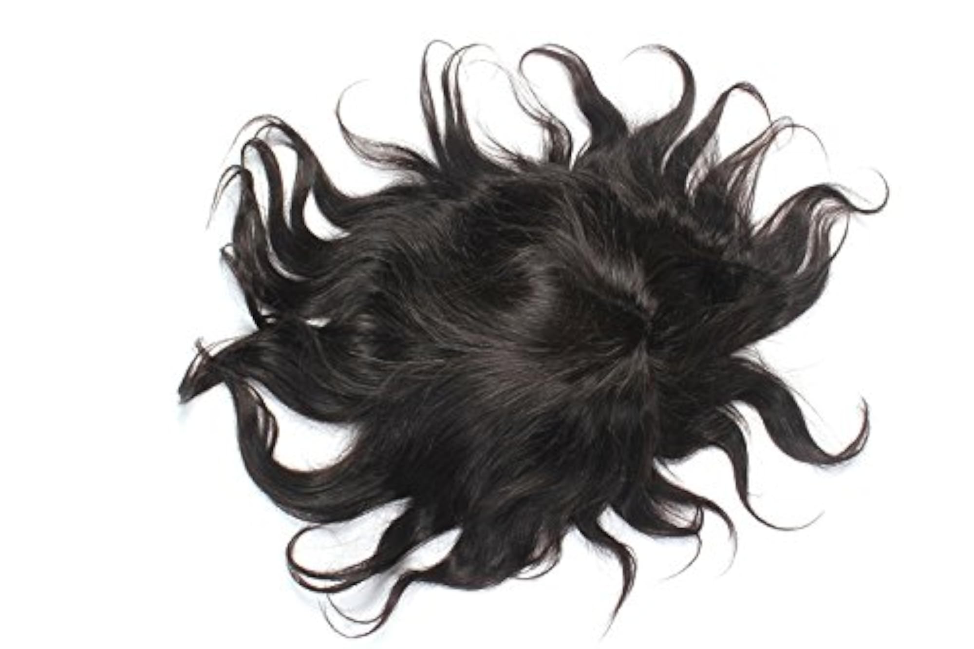 Monofilament Medium Density Human Hair Patch Toupee for Men, Black