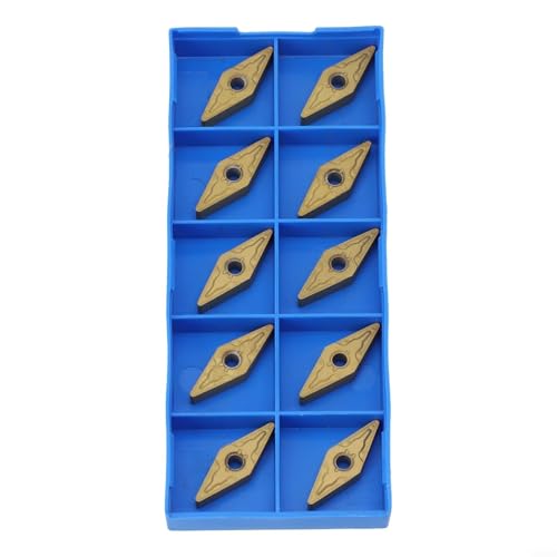 Lot de 10 fraises d'insertion en carbure CNC VNMG332-MA, inserts de tournage indexables en carbure VNMG160408, outil de coupe semi-finition avec revêtement doré pour usinage précis de tour CNC