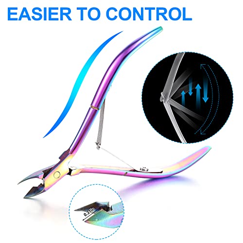 8 Pieces Cuticle Trimmer Stainless Steel Cuticle Nippers Pointed Blade Dead Skin Cutter Clipper Remover Scissors Manicure Tools for Fingernails and Toenails(Vivid Color) - Thumbnail 4