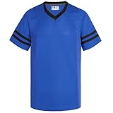 Pullonsy Royal Customized Football Jerseys for Men Women Unisex Training Workout T-Shirt Sports Game Fitness Plain Tops Black Stripe-Royal Blue Jersey,Men Size Small