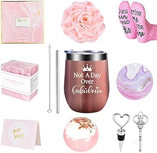 Yukung Pamper Gifts for Women Birthday, Not a Day Over Fabulous Birthday Gifts, Unique Funny Personalised Gift Baskets, Relaxation Pamper Bath Christmas Gifts for Mom Wife Best Friend