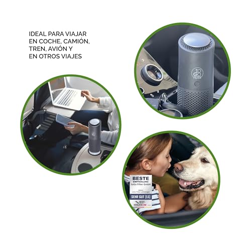 toGo Filter purificador de aire portátil pequeño con batería para viajes, coches y mesas, filtro HEPA 13 y filtro de carbono, contra contaminantes polen humo - para alergias y asmáticos (negro) - imagen 7