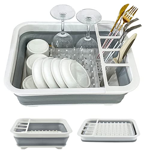 Vaupan Etendoir À Vaisselle Pliable, Égouttoir À Vaisselle Pliable, Organisateur De Vaisselle Portable, Plateau De Rangement de Cuisine Peu encombrant pour Le Camping en Plein air à la Maison (Gris) Cover