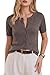 Arach&Cloz Womens Fashion Spring Lightweight Short Sleeve Sweater Cardigan 2026 Tops Button Down Crew Neck Bolero Shrug Casual Tops Trendy Date Valentine Coffee M