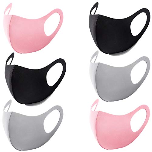 DZHJKIO 6 pcs Cotton Mask, Washable Reusable Cloth Mask Unisex Dustproof Anti-pollen Pet Dander, Droplet Pollution (3 color)