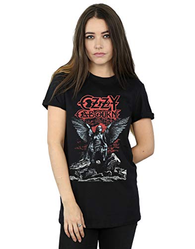 Ozzy Osbourne Women's Angel Wings Boyfriend Fit T-Shirt Black X-Large