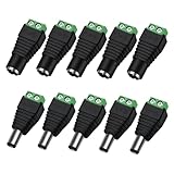 Lot de 10 connecteurs CC : ce lot contient 5 connecteurs CC mâles et 5 prises femelles, 10 pièces au total. Idéal pour les projets de bricolage, les bandes lumineuses LED, les caméras, les routeurs ou les petits appareils ménagers. Taille compacte pour de nombreuses utilisations.