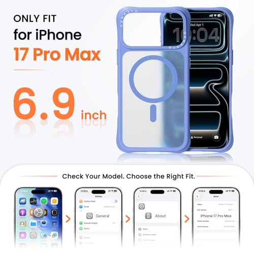 ORNARTO Magnetic for iPhone 17 Pro Max Case, 20FT Military-Grade Drop Protection, Compatible with MagSafe, Slim Shockproof Translucent Matte Phone Case for iPhone 17 Pro Max 6.9", Sea Blue by ORNARTO - Used condition - Image 2