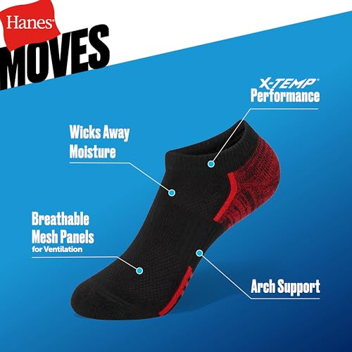 Hanes Boys' Moves No Show, Breathable Mesh Performance Socks, Moisture-Wicking, 10-Pack3