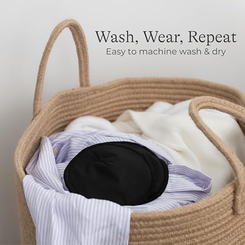 Image of Lansinoh Washable Nursing Pads, Black, Made with Organic Bamboo Viscose, Reusable Breast Pads for Breastfeeding, Includes Wash Bag, 10 Count