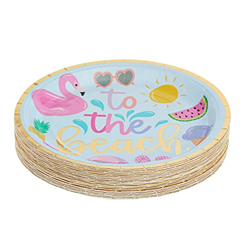Blue Panda 48 Pack Tropical Beach Paper Plates, Pool Party Decorations For Kids Birthday, Summer Bbq (9 In) #TOP5