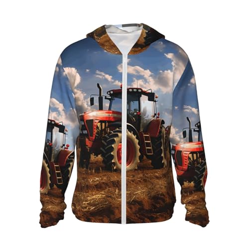UPF 50+ Sun Protection Hoodie Long Sleeve Fantasy Farm Tractor Sun Shirt Rash Guard Fishing Shirts for Men