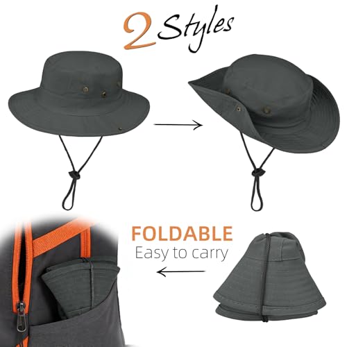Image of Sun Hats for Men Women Boonie Hat Foldable Fishing Hat UPF 50+ Bucket Hat for Fishing Hiking Garden Safari Beach