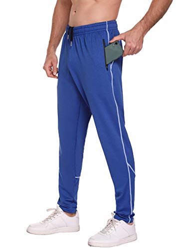 Sykooria Men s Jogger Pants,Lightweight Sweatpants with Zipper Pockets,Slim Fit Athletic Pants for Workout, Gym, Hiking Dark Blue